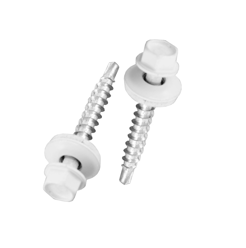 Șurub Autoforant 19mm Alb RAL 9002 - Garnitură Cauciuc